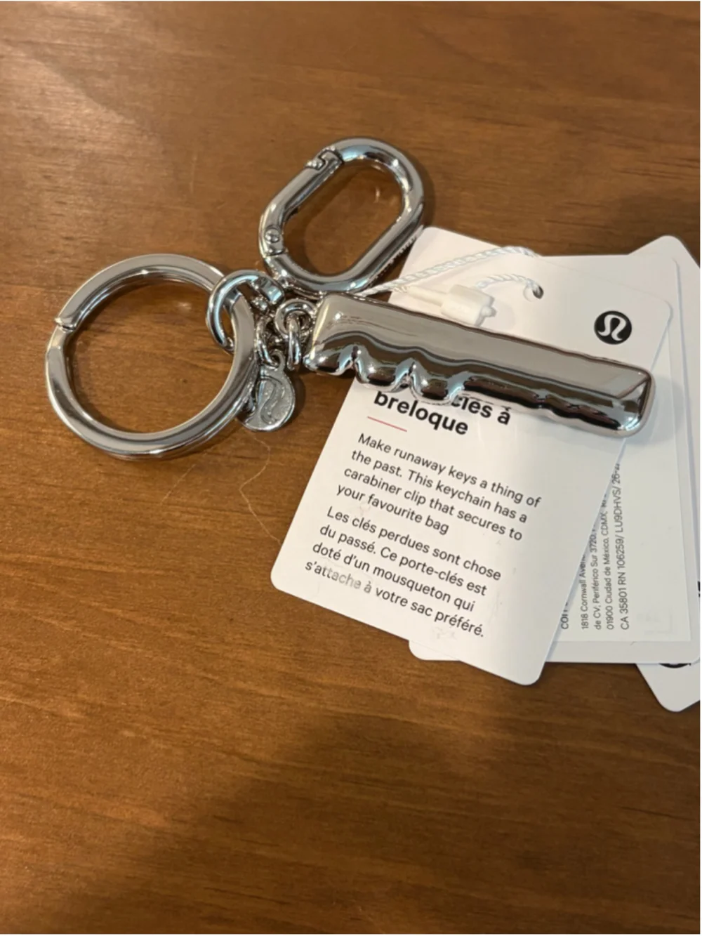 NWT Lululemon Charm Keychain Lemon Chiffon / Silver (LU9DHVS)